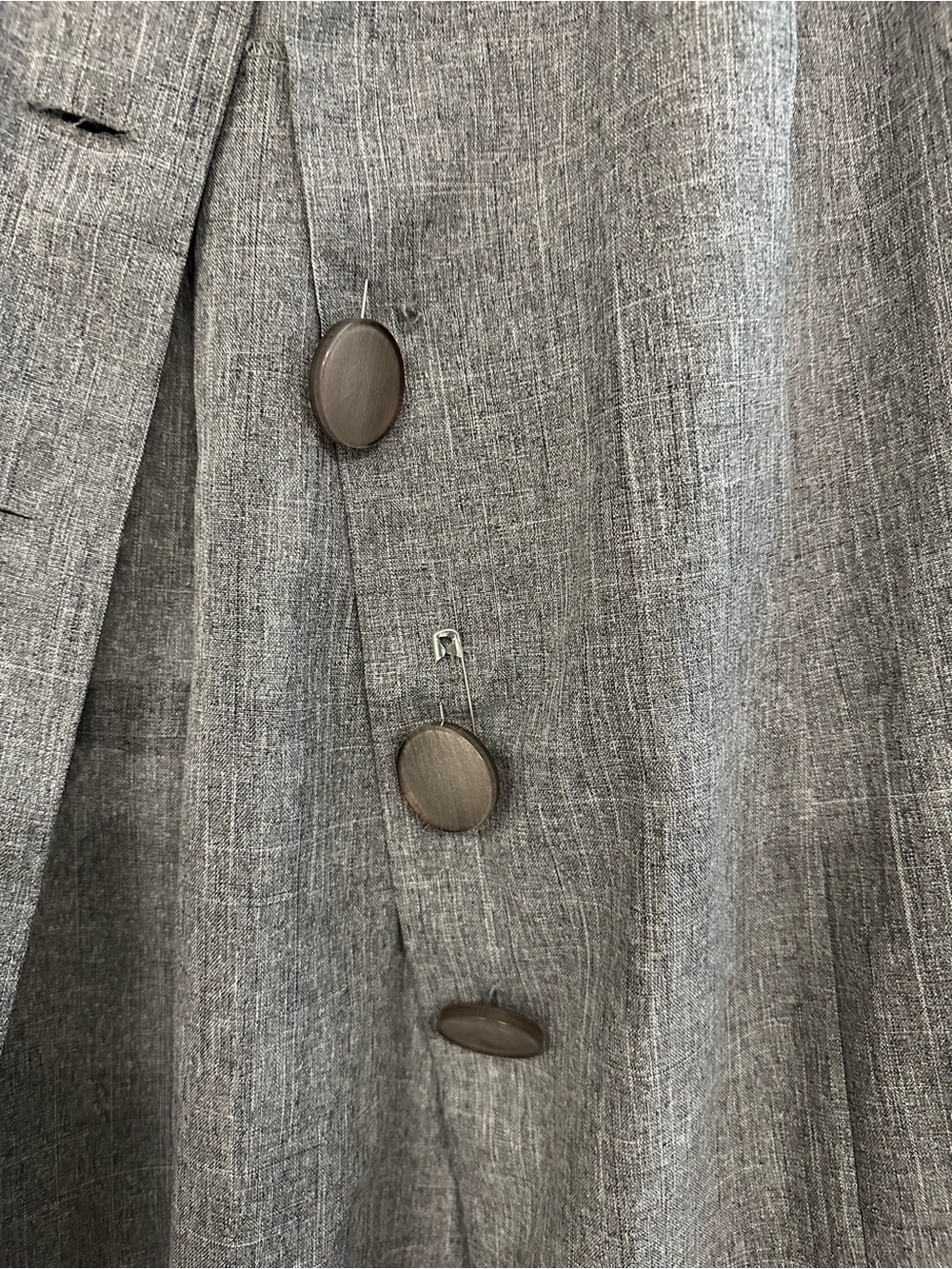 Allison Woods Gray Longline Trench Coat with Notched Collar - Picture 2 of 6